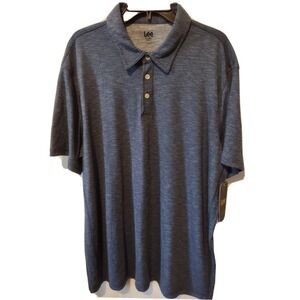Lee Polo Shirt Men's  2XL  Logo 3 Button Collared Golf Soft Natural Stretch Blue